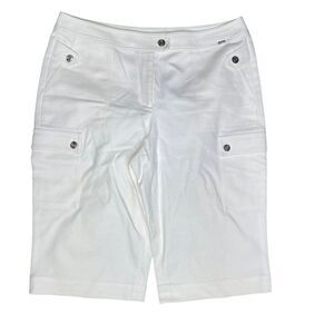 St. John White Capri Pants Cargo Wide Leg Size 12